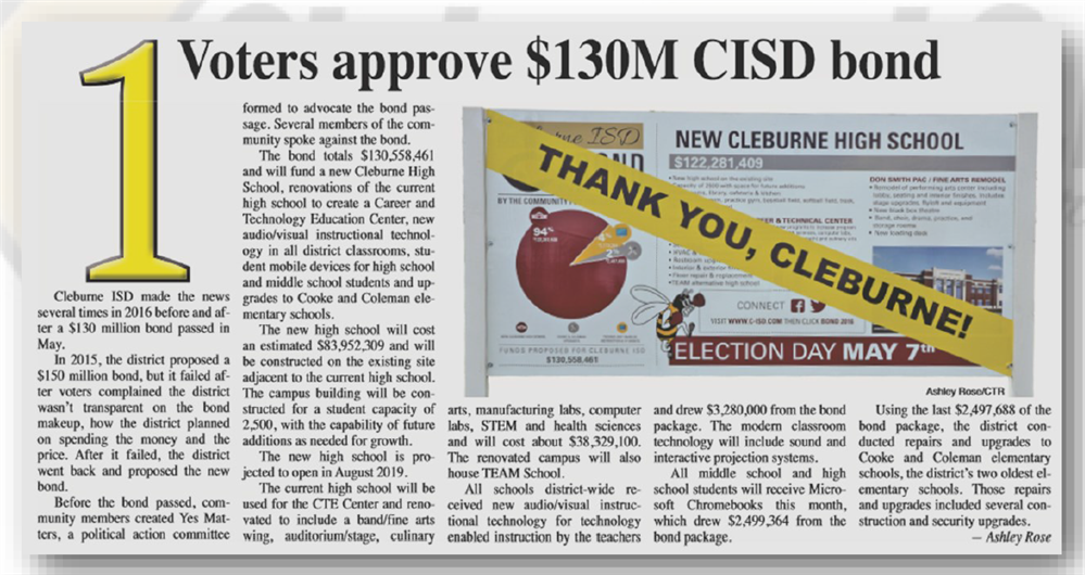 Voters approve $130 million CISD Bond